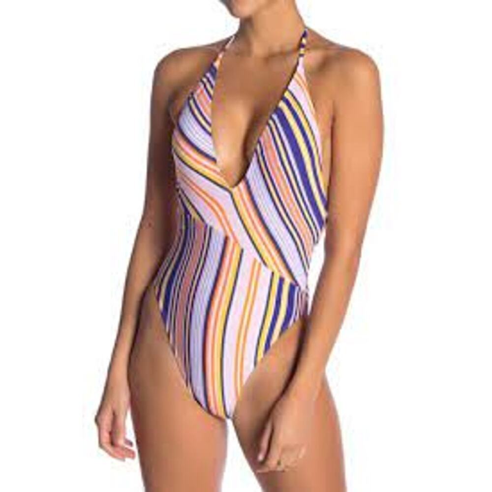 THE BIKINI LAB Beach Stripe Ultramarine OnePiece L
